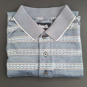 Mens Polo Shirt Ashworth Sz L Short Sleeve Blue